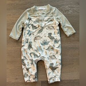 Angel Dear Crayon Dinos Dinosaur Striped Baby Boys Romper Onesie Long Sleeve